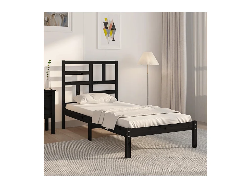 Giroletto in Legno Massello Nero 75x190 cm Small Single