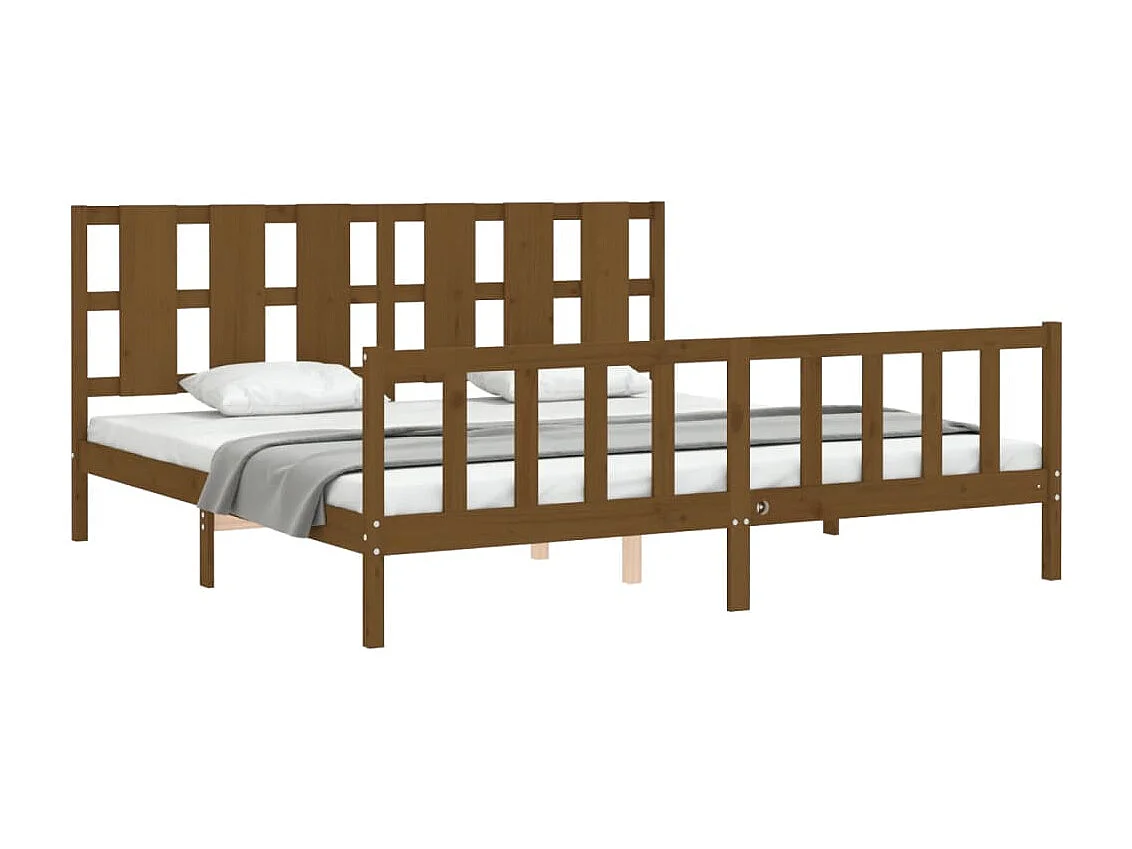 Cadre de lit sans matelas marron miel 200x200cm bois pin massif