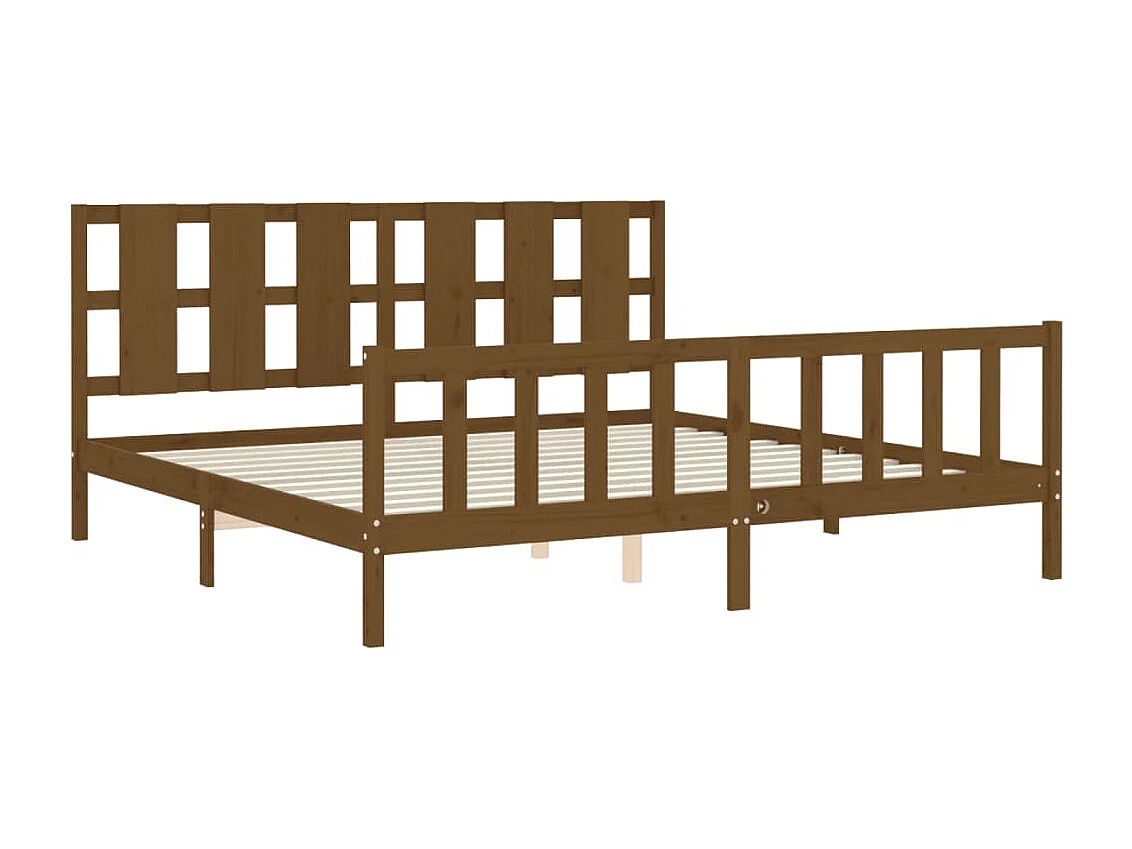 Cadre de lit sans matelas marron miel 200x200cm bois pin massif