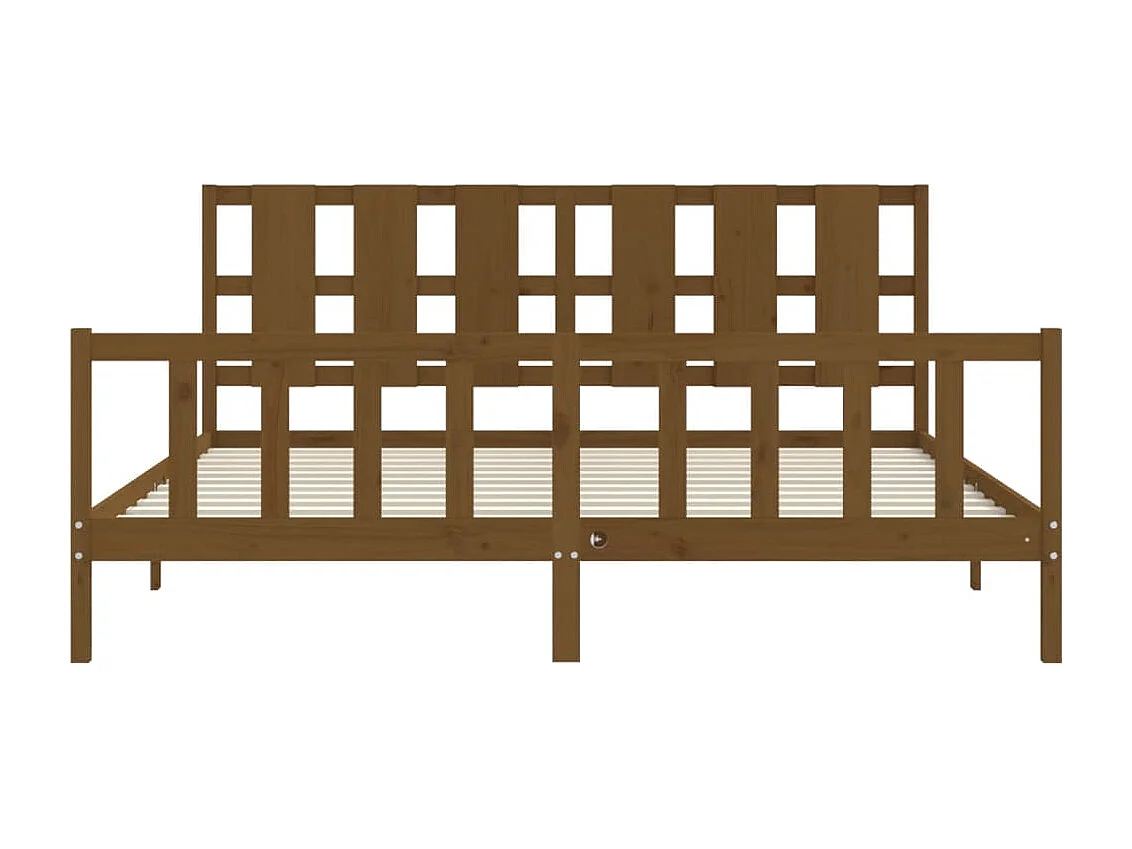 Cadre de lit sans matelas marron miel 200x200cm bois pin massif