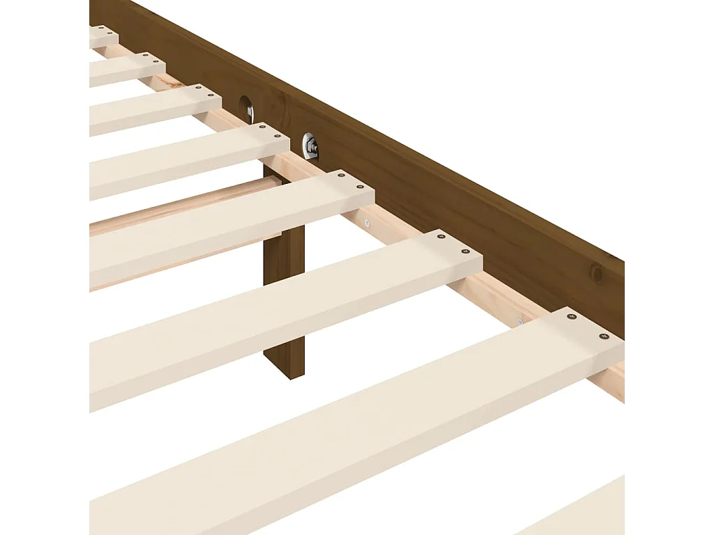 Cadre de lit sans matelas marron miel 200x200cm bois pin massif