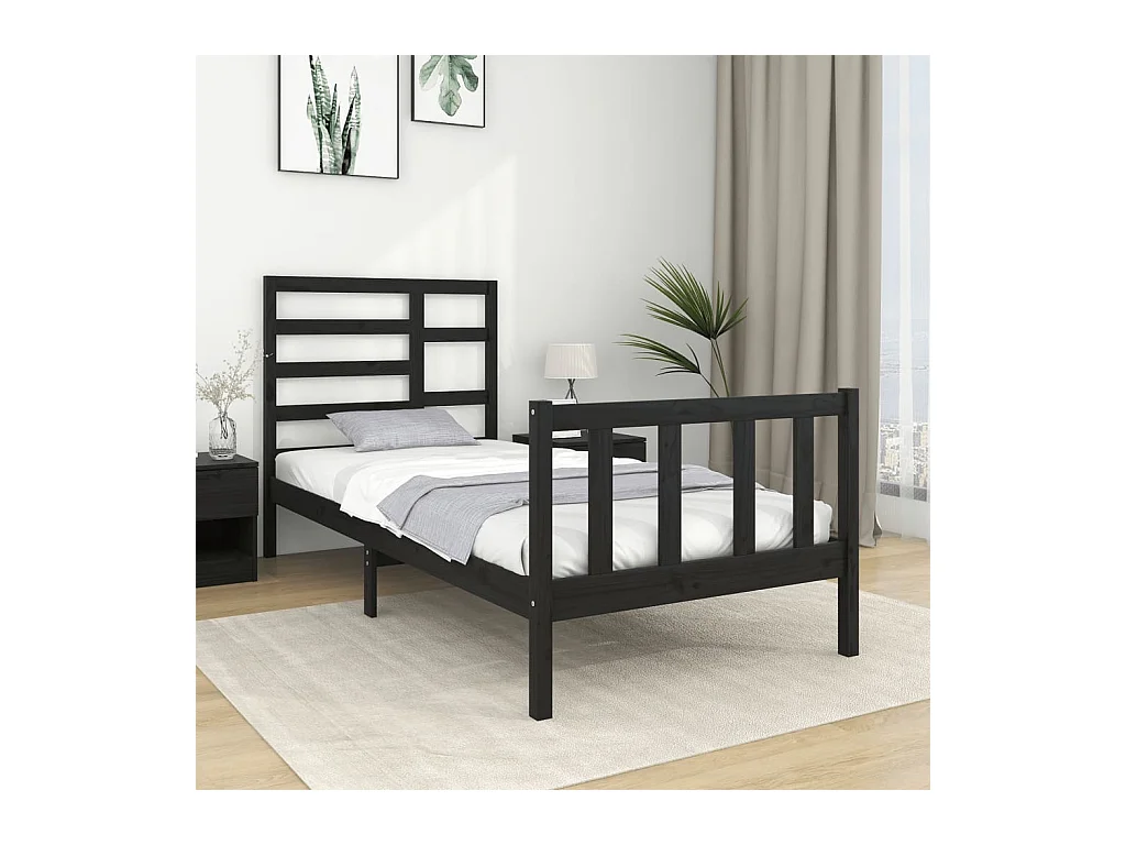 Giroletto in Legno Massello Nero 75x190 cm Small Single