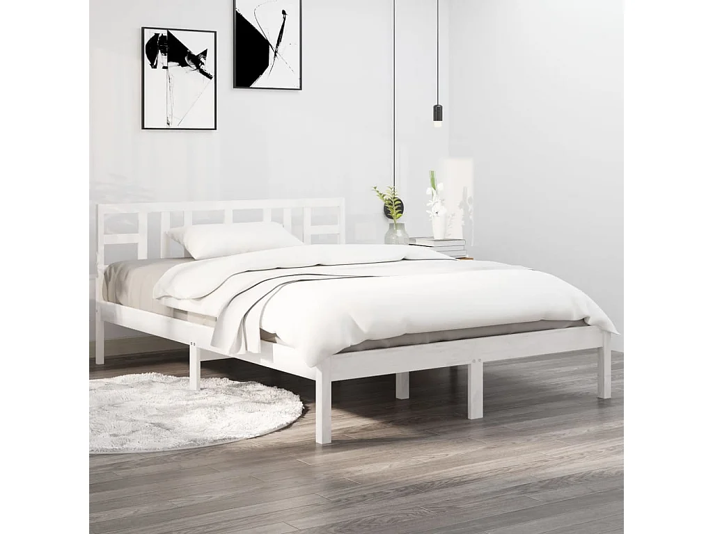 Cadre de lit sans matelas blanc 120x200 cm bois massif
