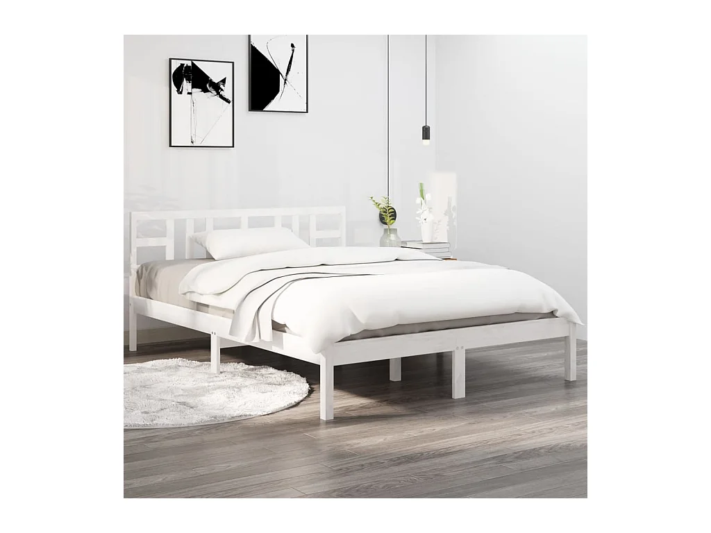 Bedframe massief hout wit 120x200 cm