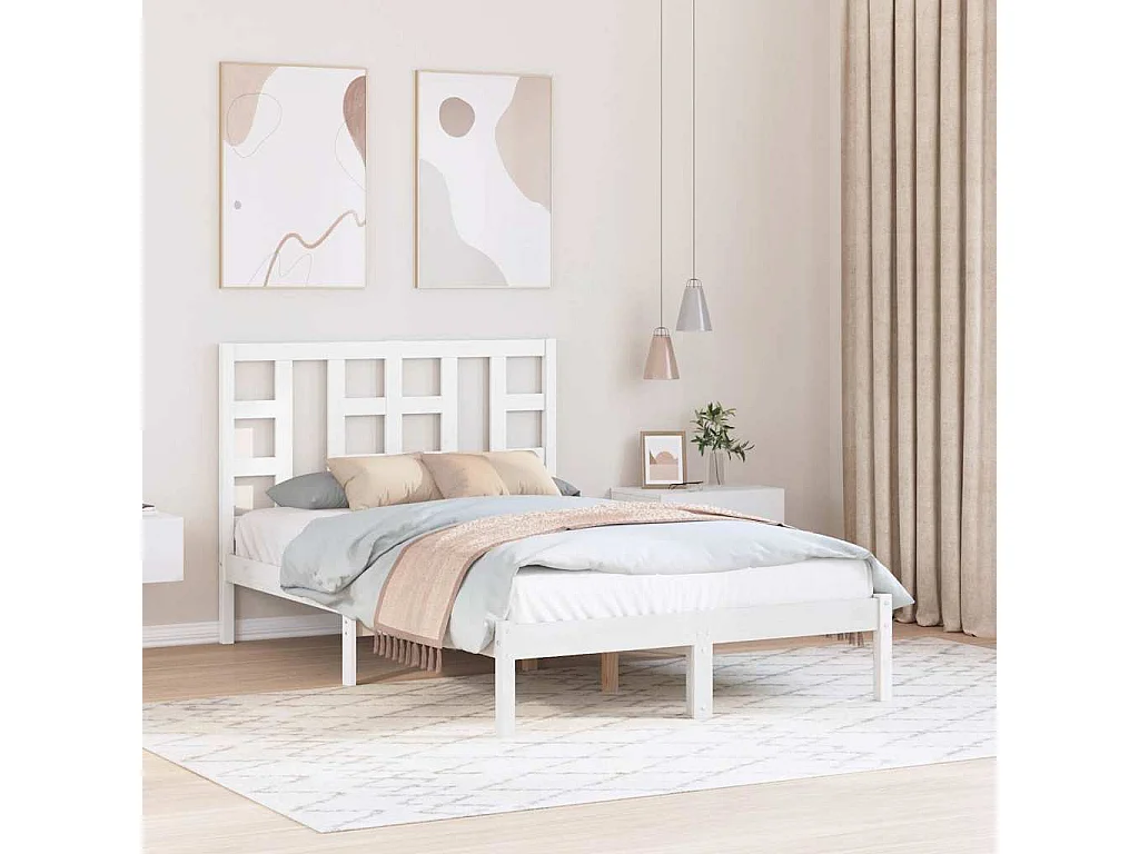 Estrutura de cama 120x200 cm madeira maciça branco