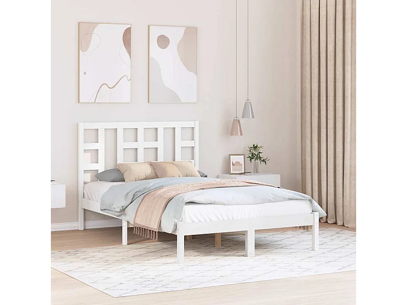 Estrutura de cama 120x200 cm madeira maciça branco