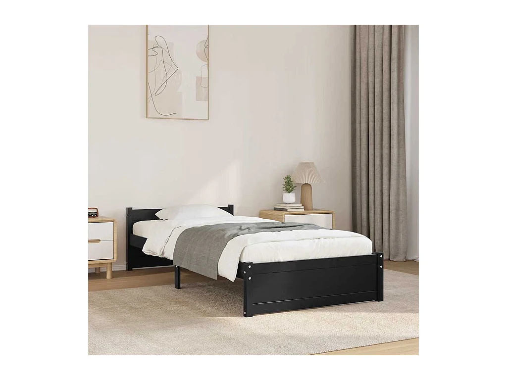 Giroletto in Legno Massello Nero 75x190 cm Small Single
