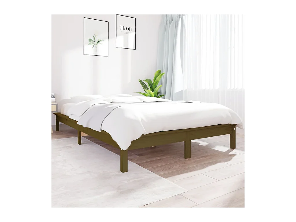 Cadre de lit sans matelas marron miel 200x200 cm bois massif