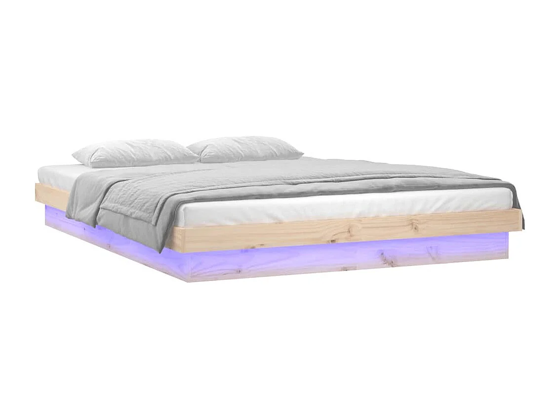 Cadre de lit à LED sans matelas 140x190 cm bois massif