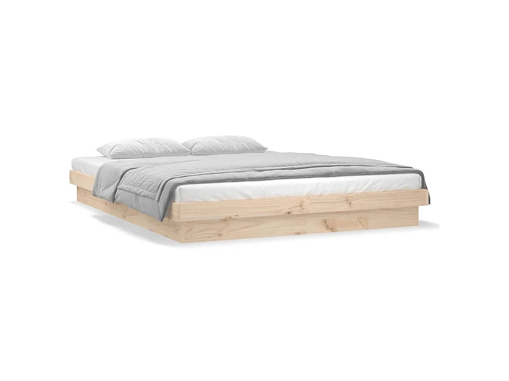 Cadre de lit à LED sans matelas 140x190 cm bois massif