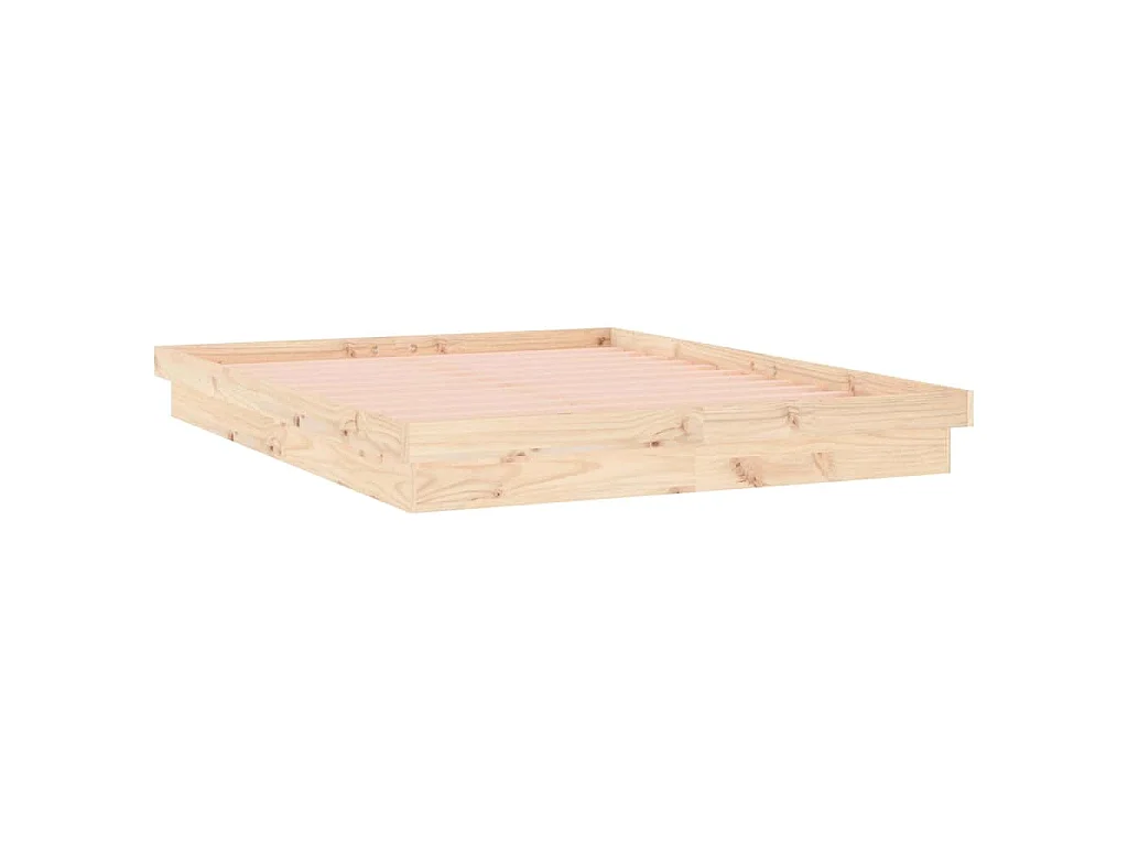 Cadre de lit à LED sans matelas 140x190 cm bois massif