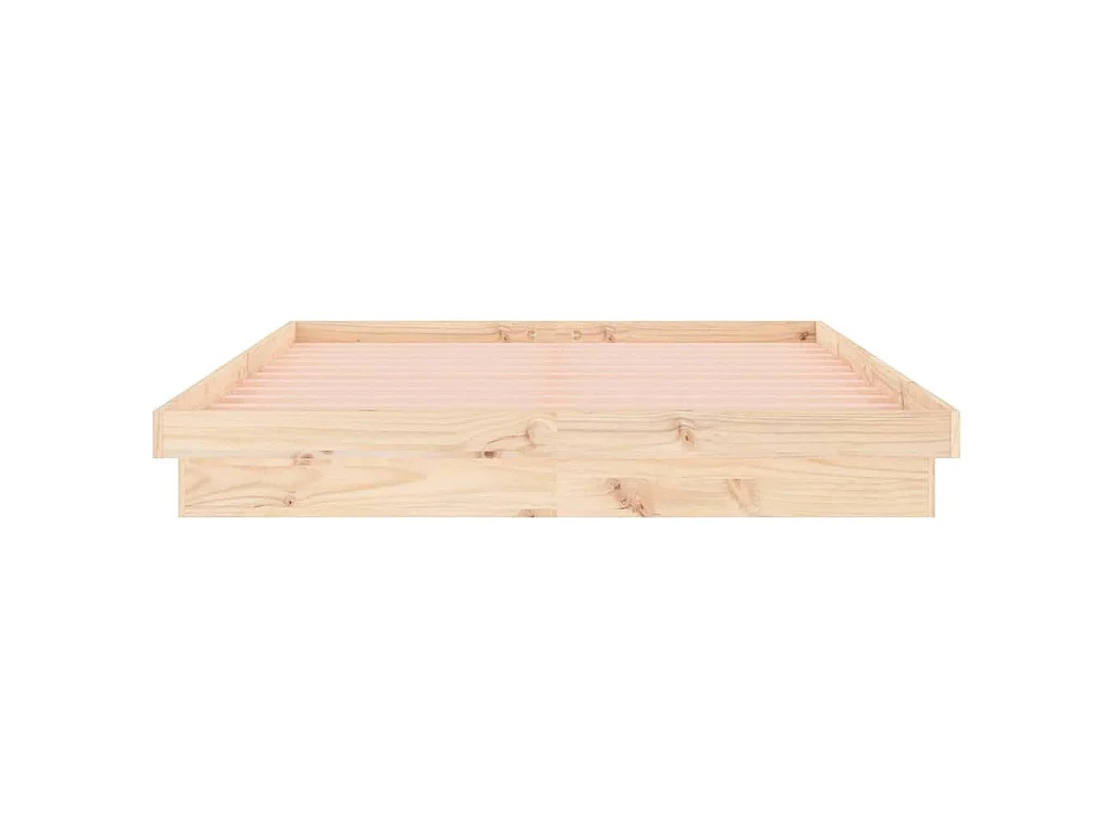 Cadre de lit à LED sans matelas 140x190 cm bois massif