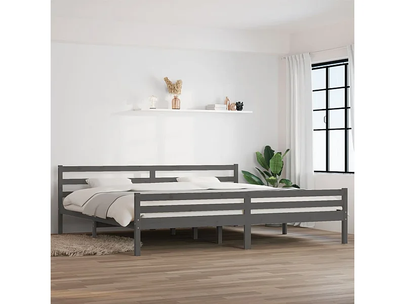Cadre de lit sans matelas bois massif gris 200x200 cm