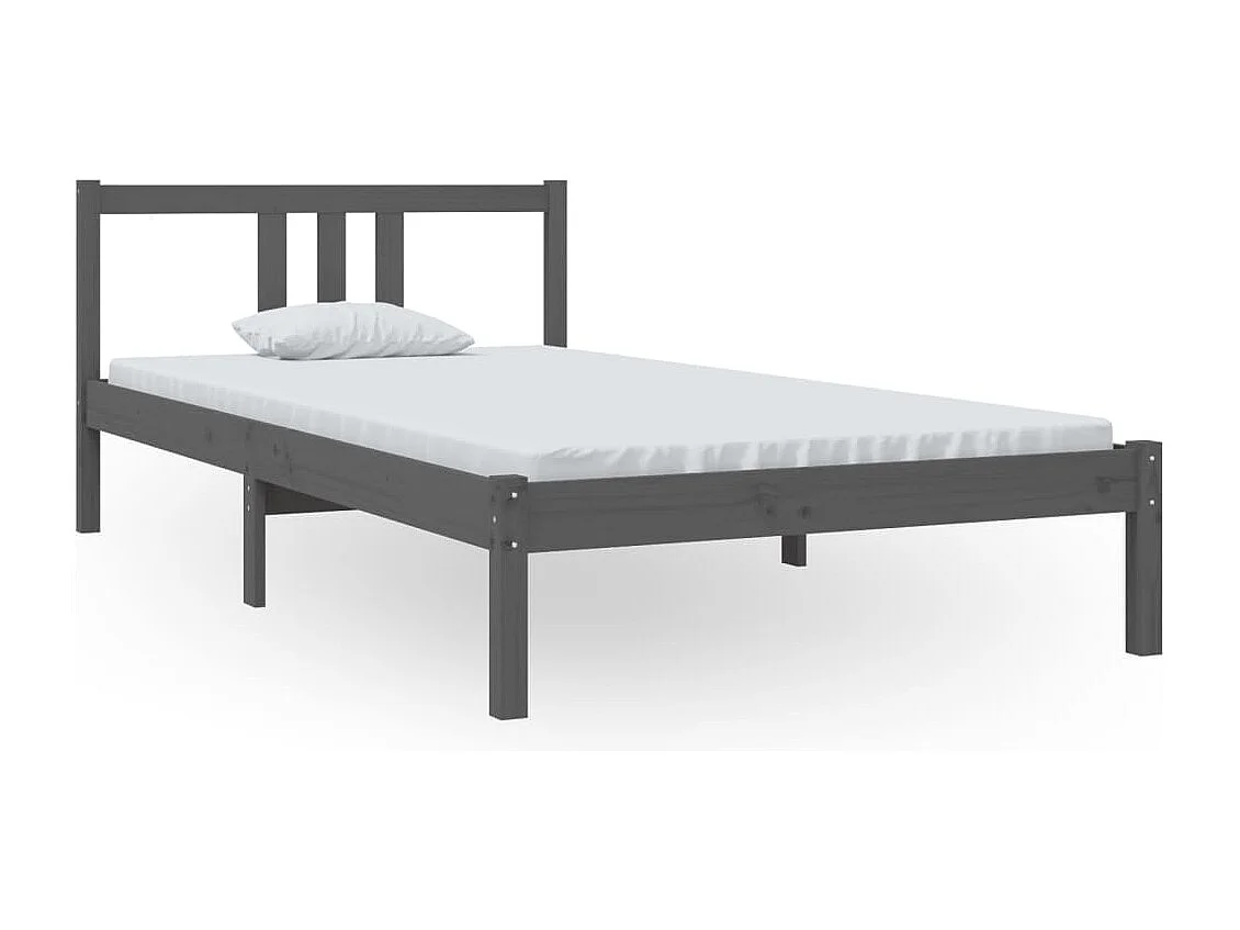 Cadre de lit sans matelas gris bois massif 100x200 cm