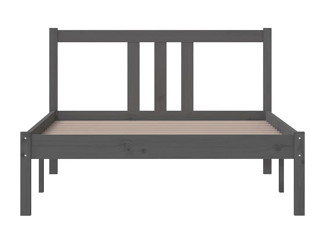 Cadre de lit sans matelas gris bois massif 100x200 cm