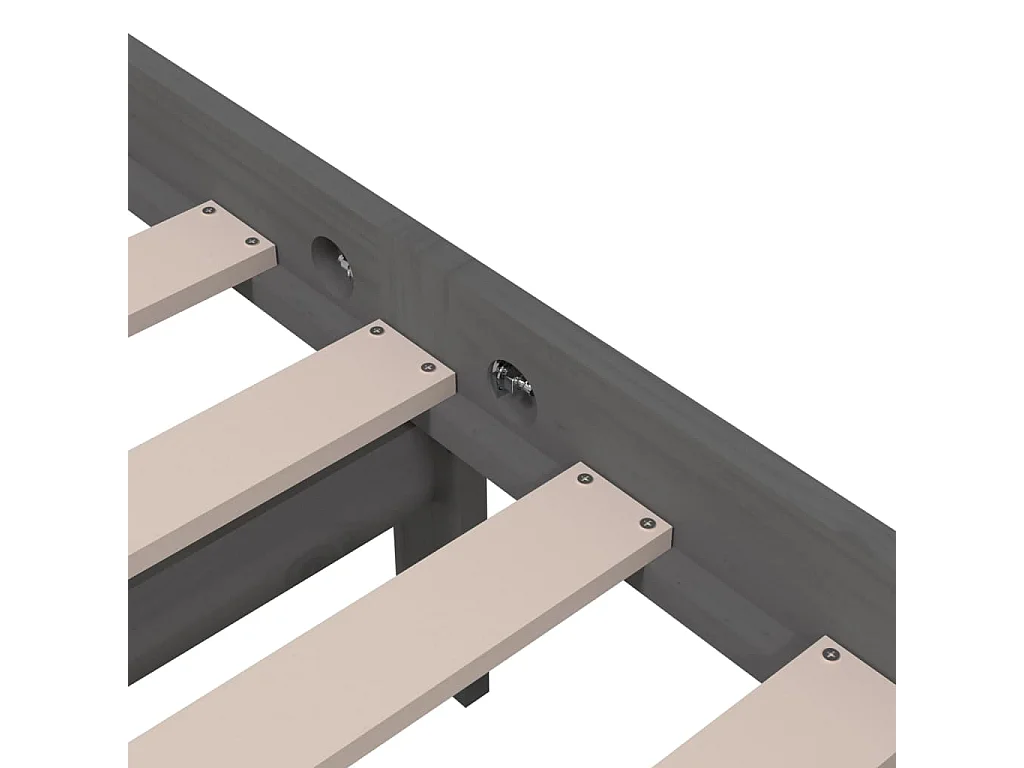 Cadre de lit sans matelas gris bois massif 100x200 cm
