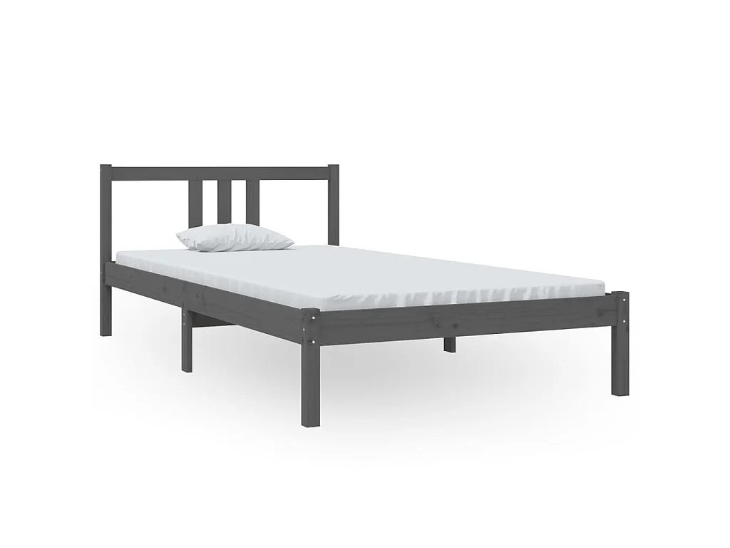 Estrutura de cama 100x200 cm madeira maciça cinzento