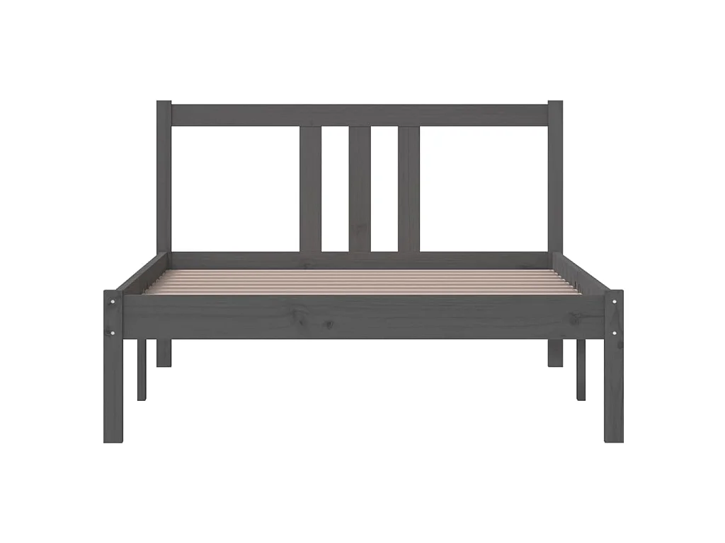 Estrutura de cama 100x200 cm madeira maciça cinzento