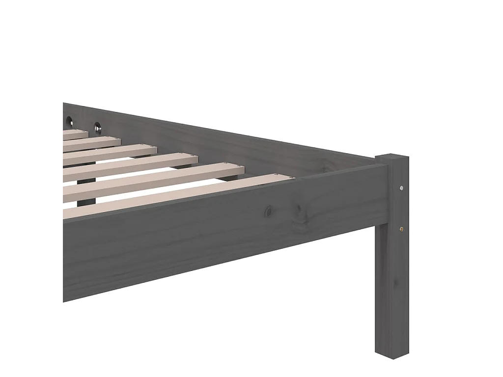 Estrutura de cama 100x200 cm madeira maciça cinzento