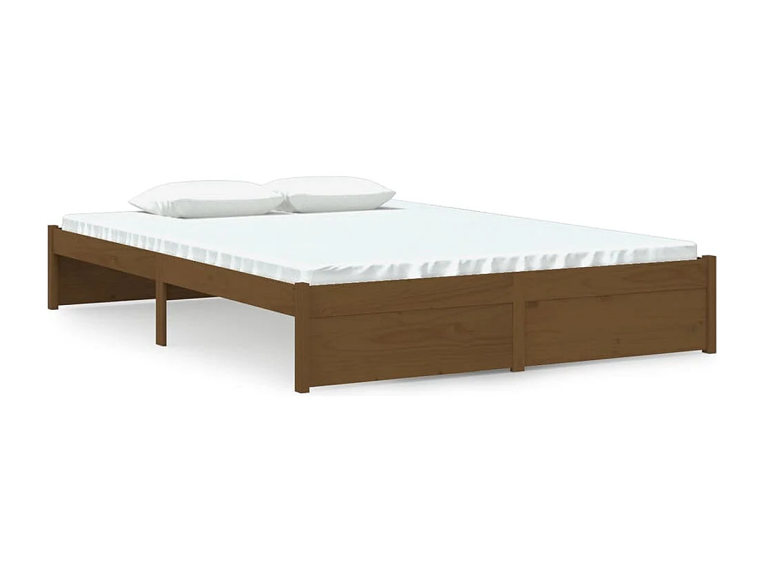 Cadre de lit sans matelas marron miel bois massif 140x190 cm