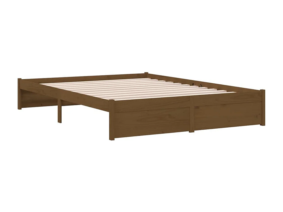 Cadre de lit sans matelas marron miel bois massif 140x190 cm