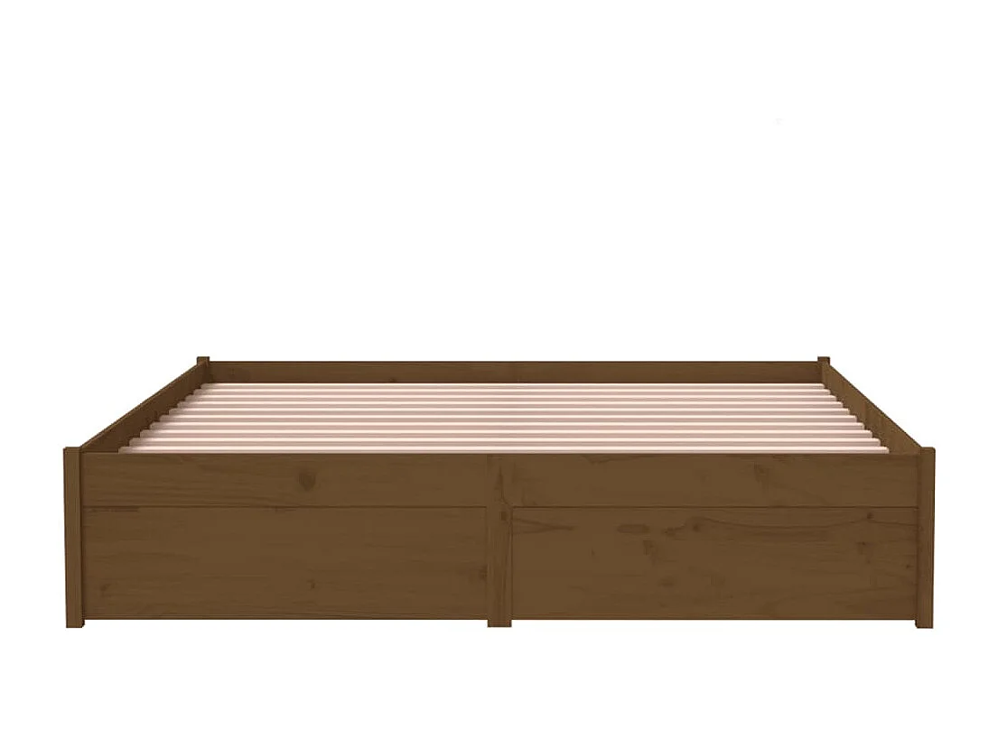 Cadre de lit sans matelas marron miel bois massif 140x190 cm
