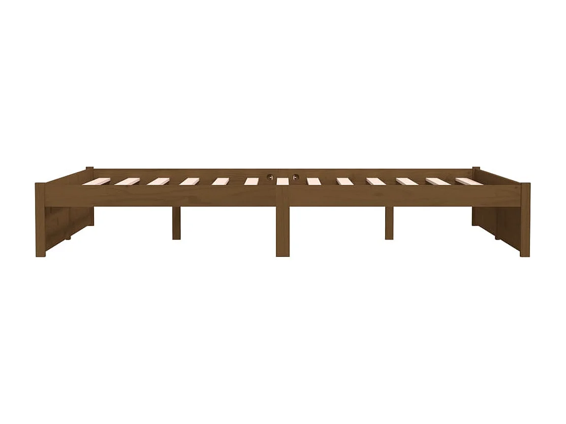 Cadre de lit sans matelas marron miel bois massif 140x190 cm