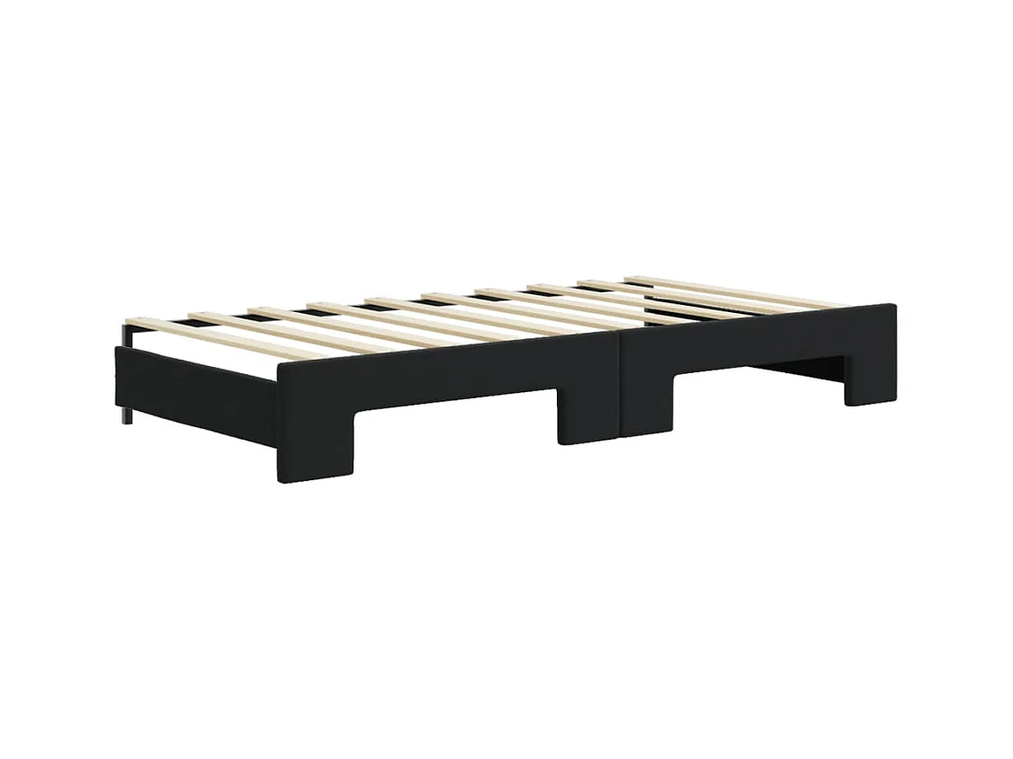 Tagesbett Ausziehbar mit Schubladen Schwarz 90x190 cm Samt