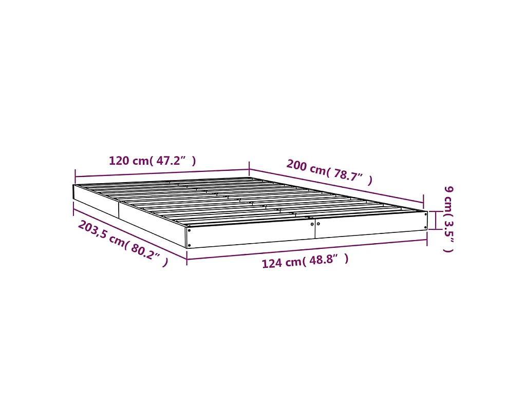 Cadre de lit sans matelas 120x200 cm bois de pin massif