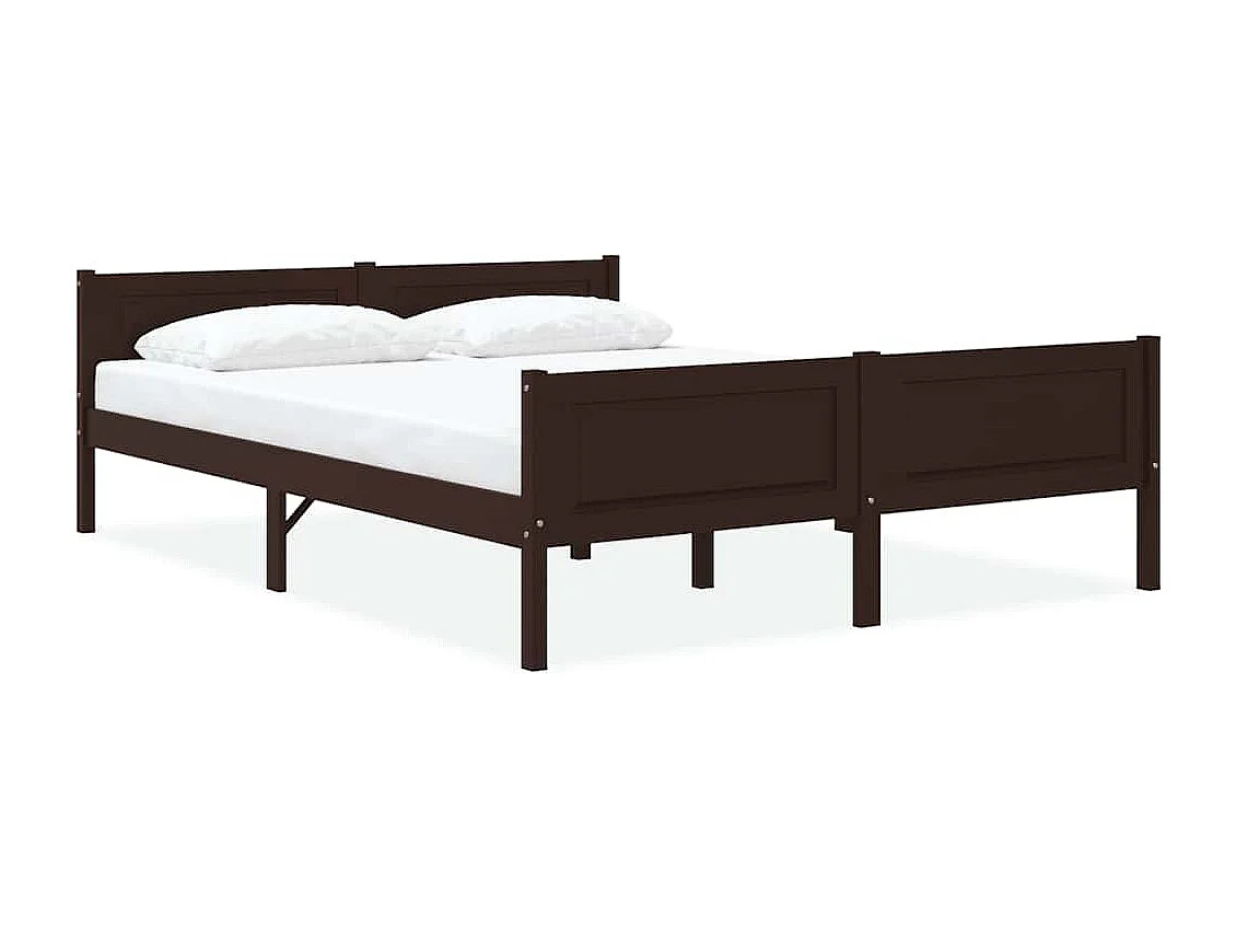 Cadre de lit sans matelas pin massif marron foncé 160x200 cm