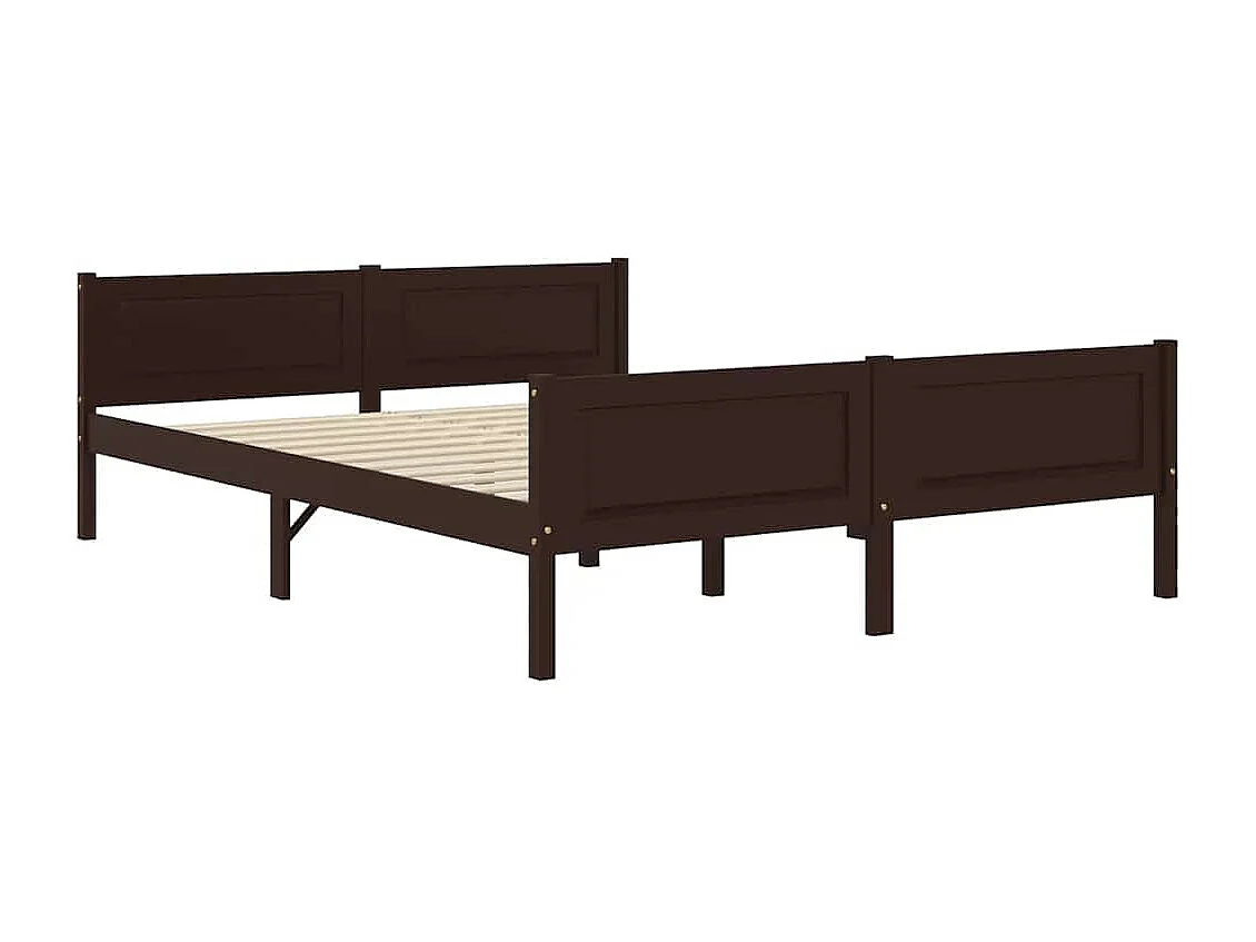 Cadre de lit sans matelas pin massif marron foncé 160x200 cm