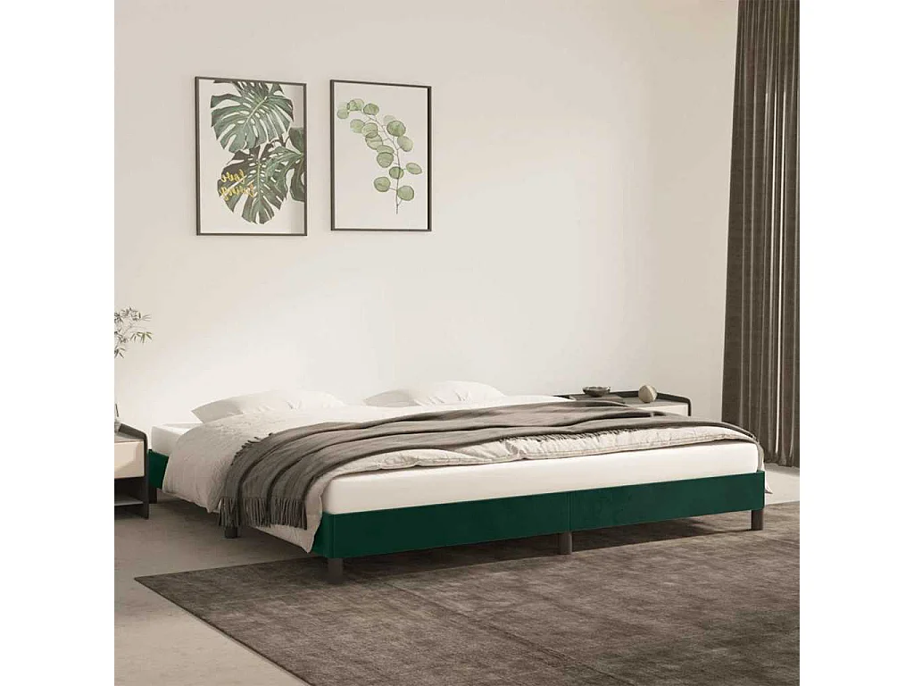 Cadre de lit sans matelas vert foncé 200x200 cm velours