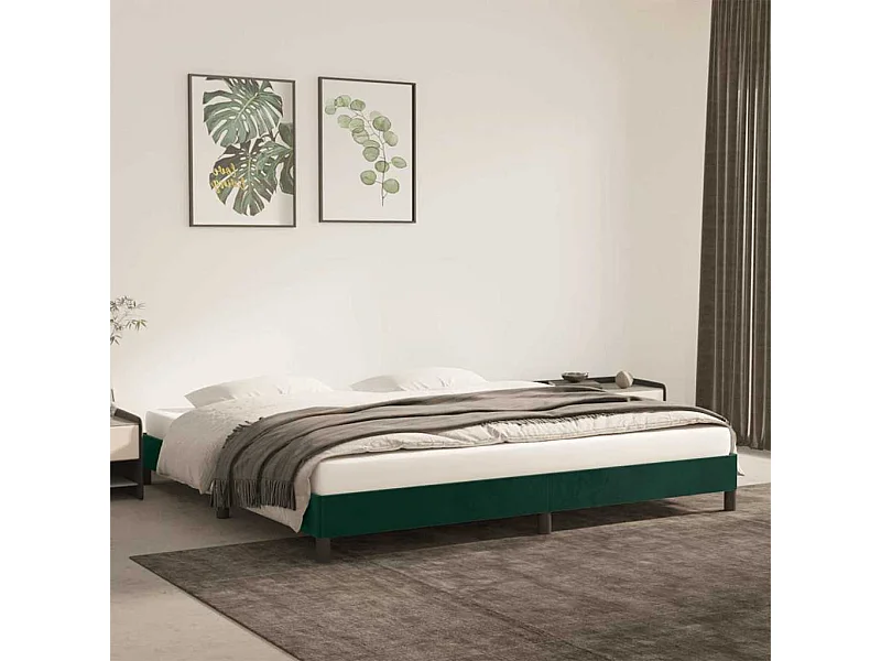 Cadre de lit sans matelas vert foncé 200x200 cm velours