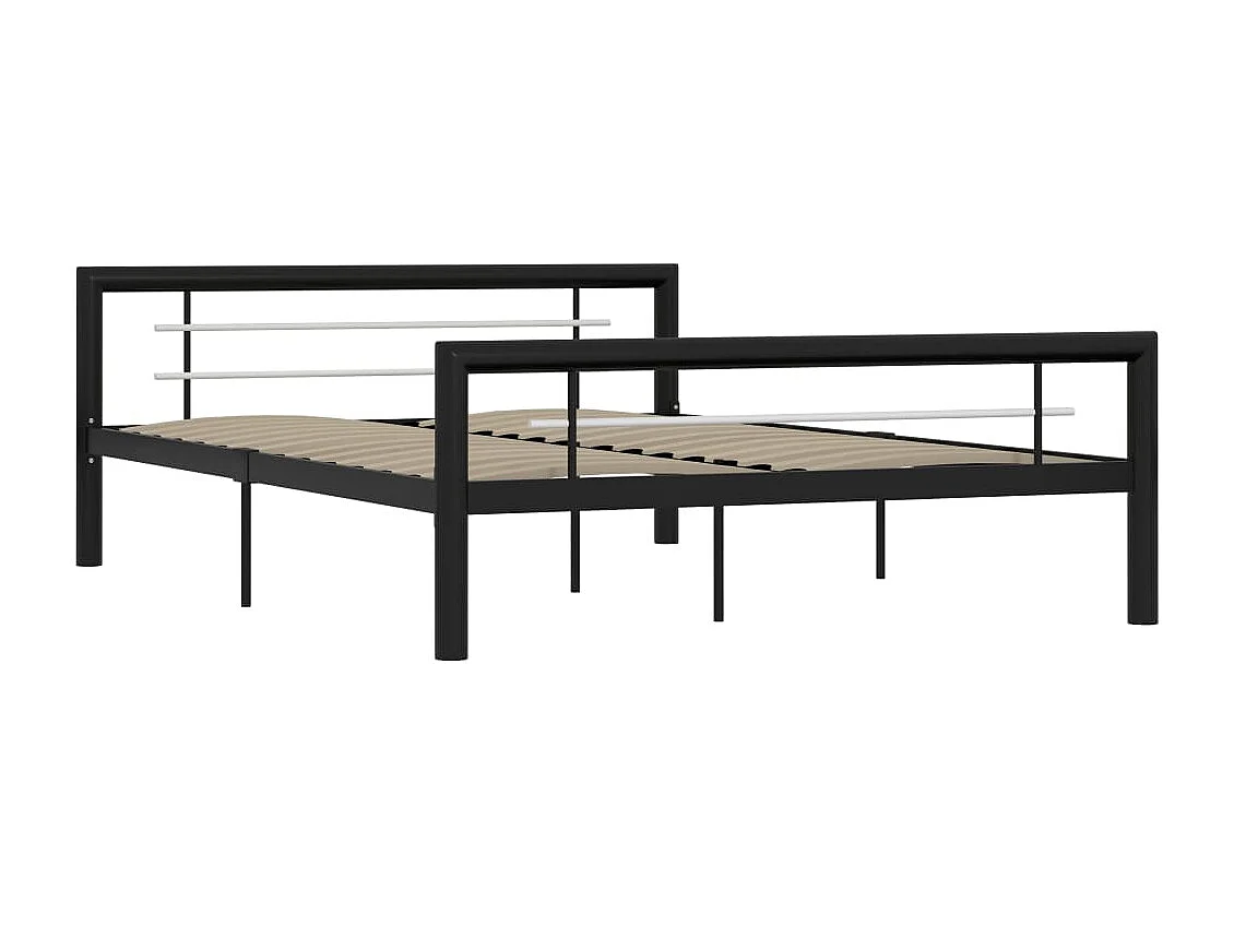 Bettgestell Schwarz und Weiß Metall 160×200 cm