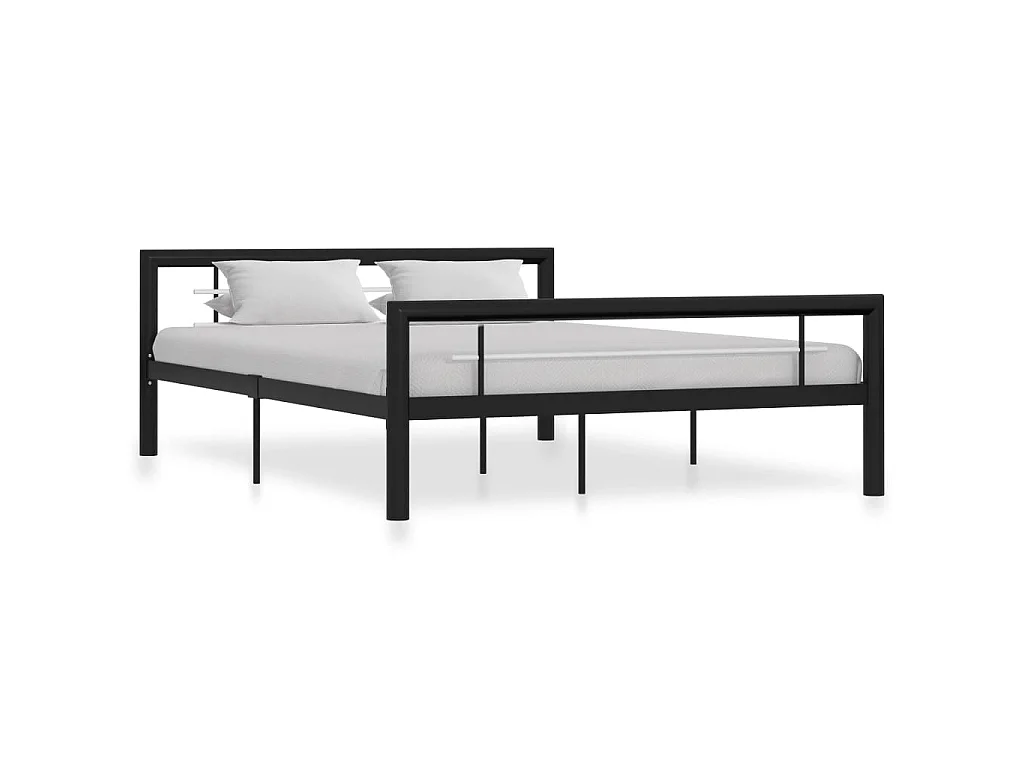 Bettgestell Schwarz und Weiß Metall 160×200 cm