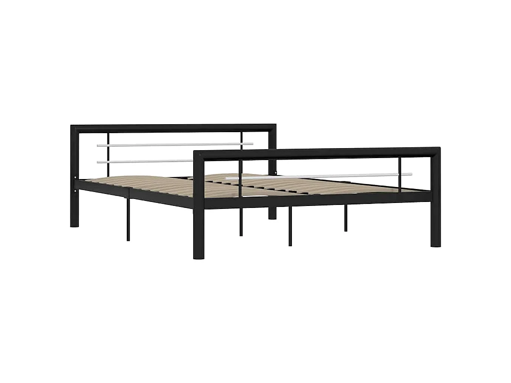 Bettgestell Schwarz und Weiß Metall 160×200 cm