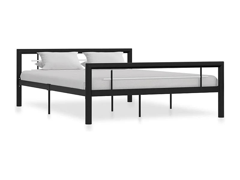 Estrutura de cama 160x200 cm metal preto e branco