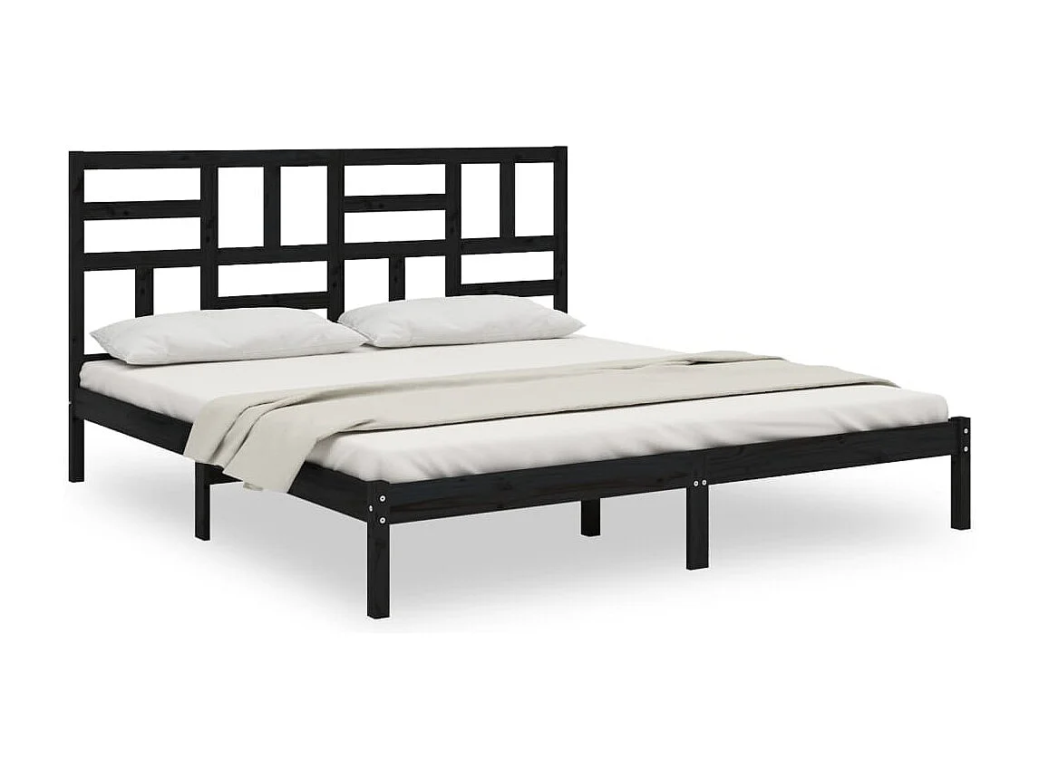 Estrutura de cama 200x200 cm madeira maciça preto
