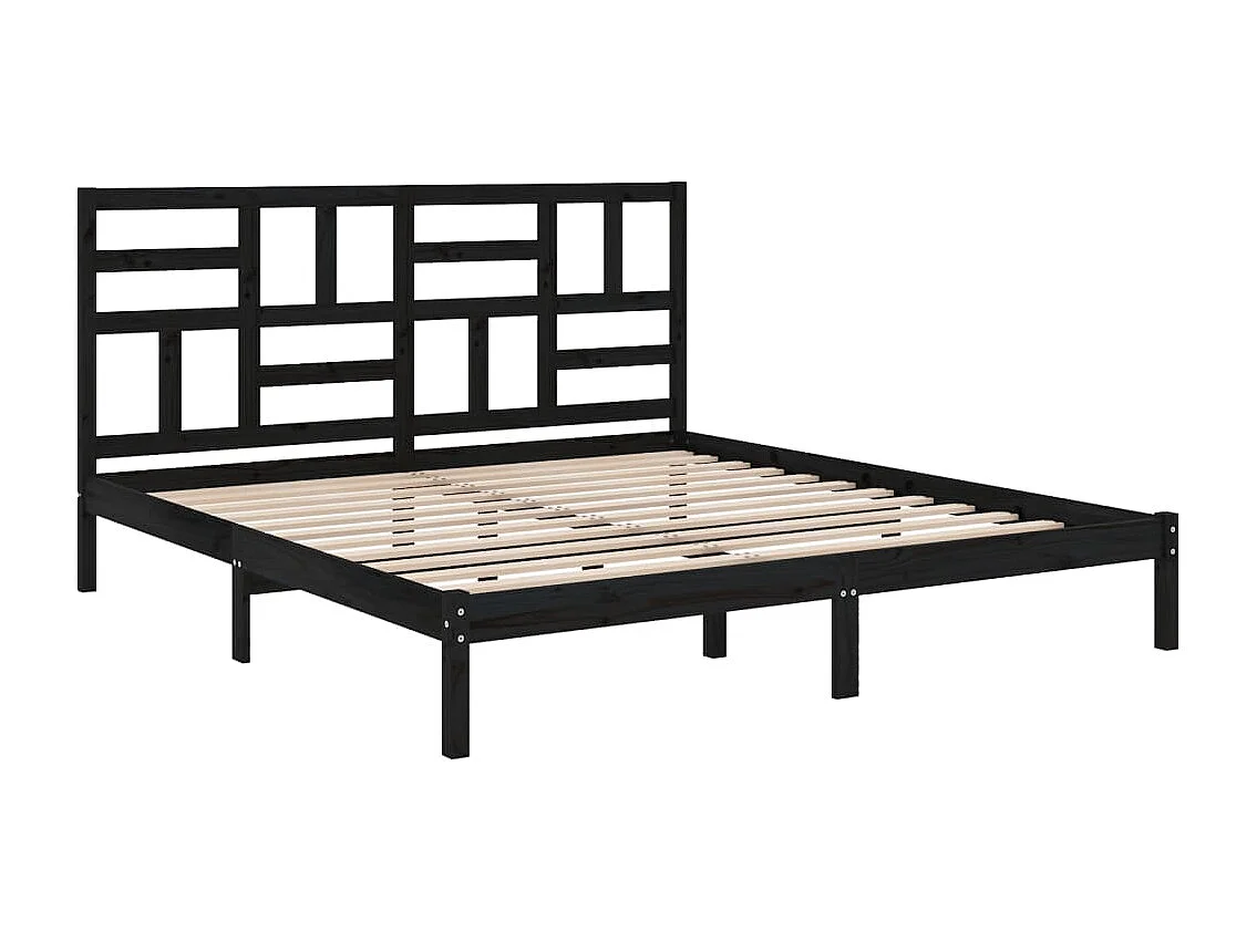 Estrutura de cama 200x200 cm madeira maciça preto
