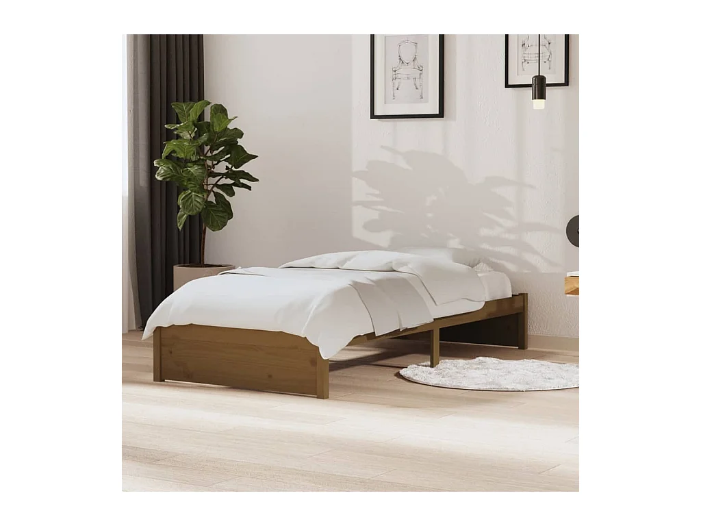 Bedframe massief hout honingbruin 90x190 cm