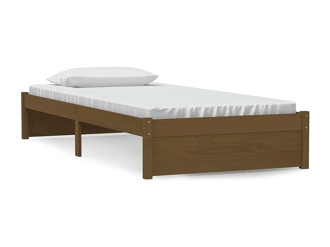 Estructura cama sin colchón madera maciza marrón miel 90x190 cm