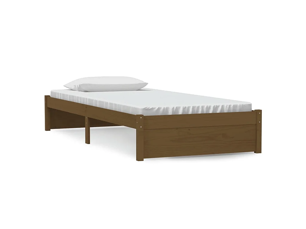 Cadre de lit sans matelas marron miel bois massif 90x190 cm