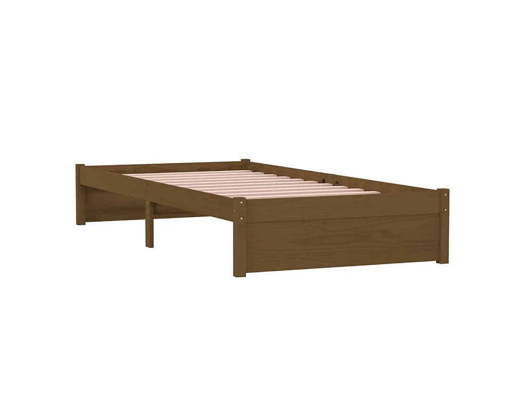 Cadre de lit sans matelas marron miel bois massif 90x190 cm