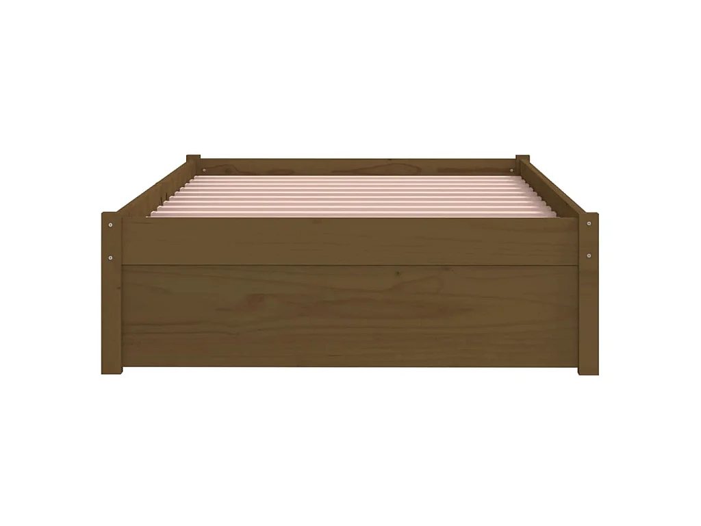 Cadre de lit sans matelas marron miel bois massif 90x190 cm