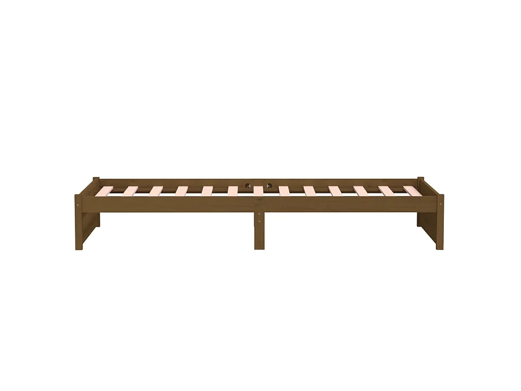 Cadre de lit sans matelas marron miel bois massif 90x190 cm