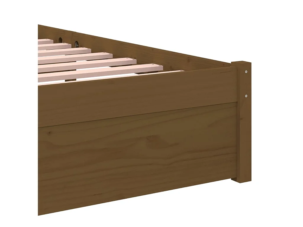 Cadre de lit sans matelas marron miel bois massif 90x190 cm
