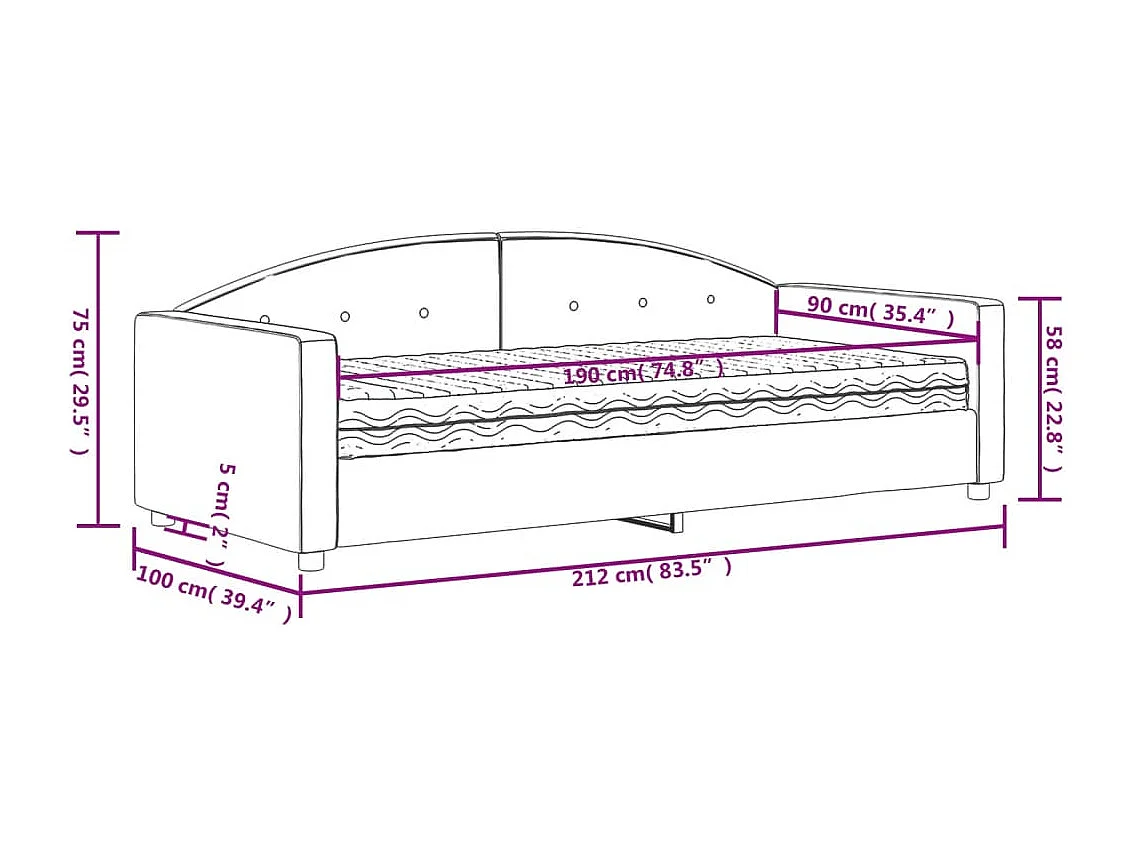 Slaapbank met matras 90x190 cm fluweel lichtgrijs