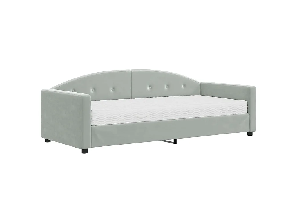 Sofá-cama com colchão 90x190 cm veludo cinzento-claro
