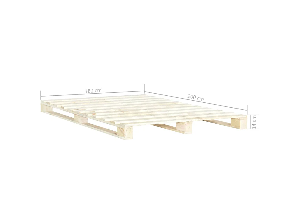 Bedframe pallet massief grenenhout 180x200 cm