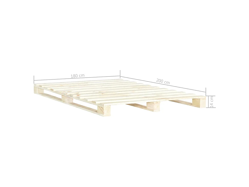 Cadre de lit de palette sans matelas 180x200 cm bois massif pin
